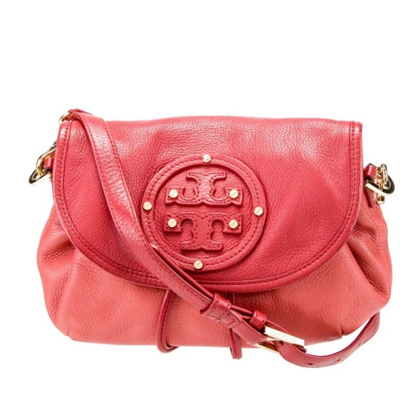 Tory Burch Orange Leather Maisey Crossbody Satchel Bag Purse - Picture 1 of 6
